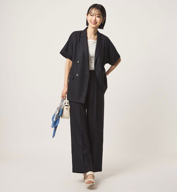 UNITED ARROWS green label relaxing「［size SHORT/TALLあり］ライト リネンライク ストレート パンツ UVカット 通気性」|スラックス|