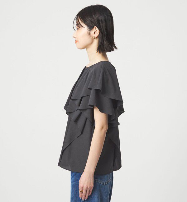 UNITED ARROWS green label relaxing「Breeze Cool  ラッフル ブラウス マシンウォッシャブル 吸水速乾 通気性 UVカット」|シャツ・ブラウス|