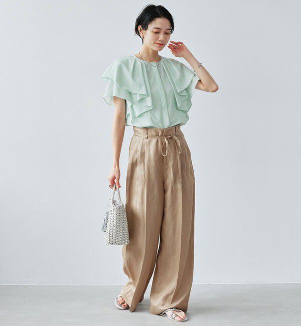 UNITED ARROWS green label relaxing「Breeze Cool  ラッフル ブラウス マシンウォッシャブル 吸水速乾 通気性 UVカット」|シャツ・ブラウス|