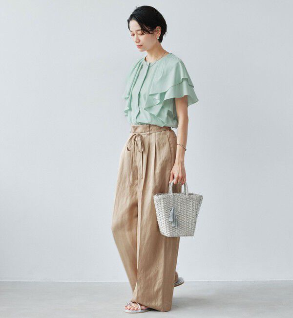 UNITED ARROWS green label relaxing「Breeze Cool  ラッフル ブラウス マシンウォッシャブル 吸水速乾 通気性 UVカット」|シャツ・ブラウス|