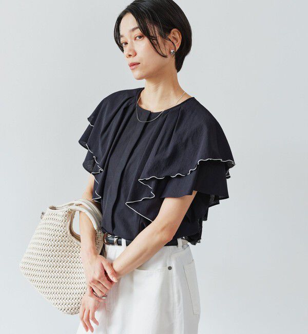 UNITED ARROWS green label relaxing「Breeze Cool  ラッフル ブラウス マシンウォッシャブル 吸水速乾 通気性 UVカット」|シャツ・ブラウス|