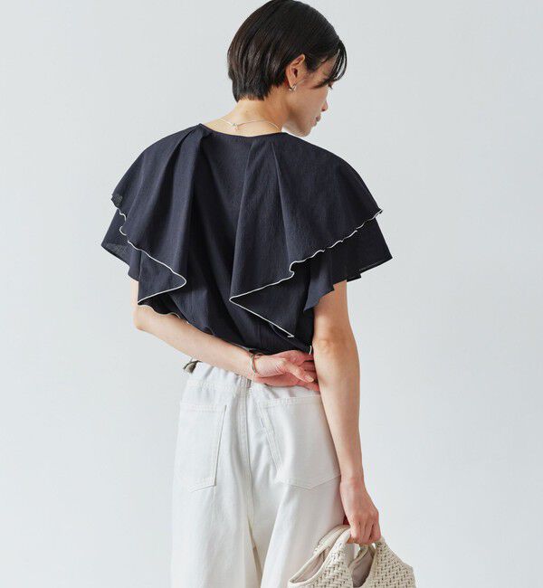 UNITED ARROWS green label relaxing「Breeze Cool  ラッフル ブラウス マシンウォッシャブル 吸水速乾 通気性 UVカット」|シャツ・ブラウス|