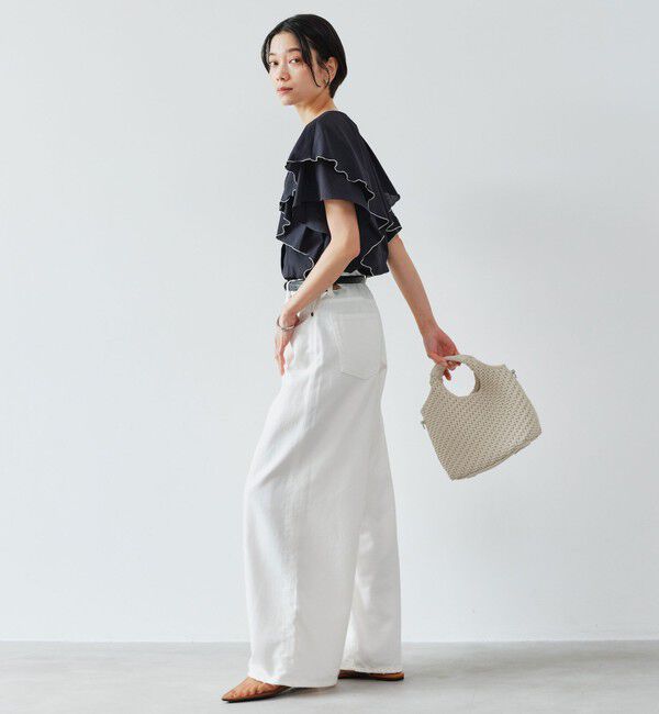 UNITED ARROWS green label relaxing「Breeze Cool  ラッフル ブラウス マシンウォッシャブル 吸水速乾 通気性 UVカット」|シャツ・ブラウス|
