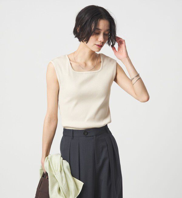 UNITED ARROWS green label relaxing「ブライトリブ デコルテ フレンチスリーブ プルオーバー カットソー」|Tシャツ・カットソー|