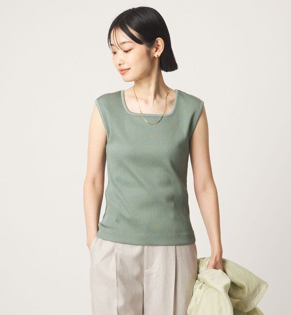 UNITED ARROWS green label relaxing「ブライトリブ デコルテ フレンチスリーブ プルオーバー カットソー」|Tシャツ・カットソー|