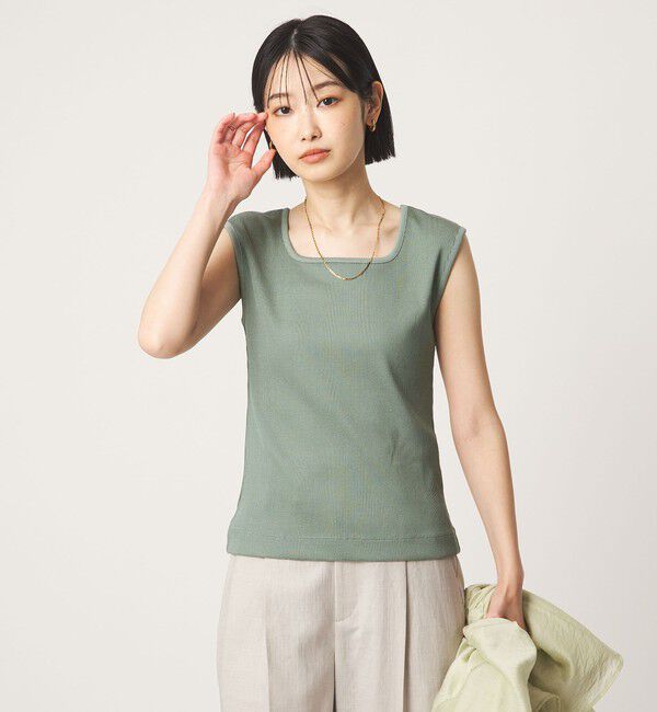 UNITED ARROWS green label relaxing「ブライトリブ デコルテ フレンチスリーブ プルオーバー カットソー」|Tシャツ・カットソー|