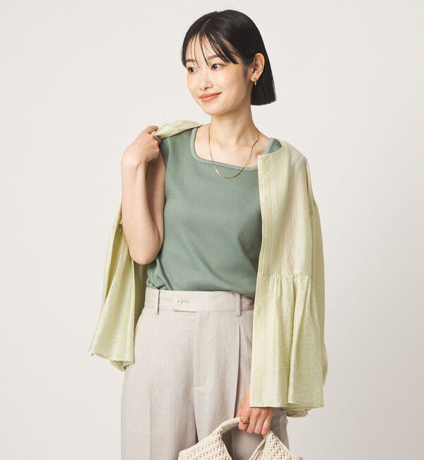 UNITED ARROWS green label relaxing「ブライトリブ デコルテ フレンチスリーブ プルオーバー カットソー」|Tシャツ・カットソー|