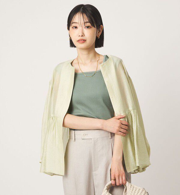 UNITED ARROWS green label relaxing「ブライトリブ デコルテ フレンチスリーブ プルオーバー カットソー」|Tシャツ・カットソー|