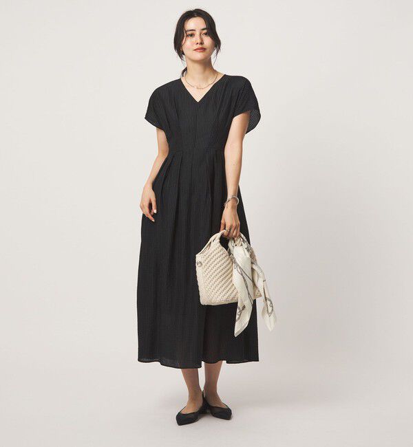 UNITED ARROWS green label relaxing「シアー チェック フレンチスリーブ ワンピース」|ワンピース|