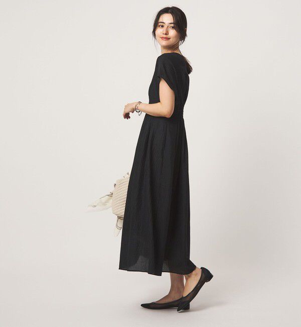 UNITED ARROWS green label relaxing「シアー チェック フレンチスリーブ ワンピース」|ワンピース|