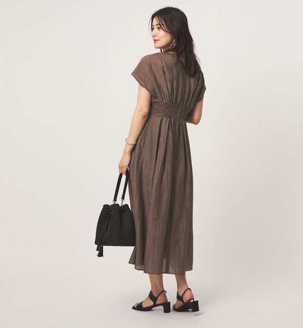 UNITED ARROWS green label relaxing「シアー チェック フレンチスリーブ ワンピース」|ワンピース|