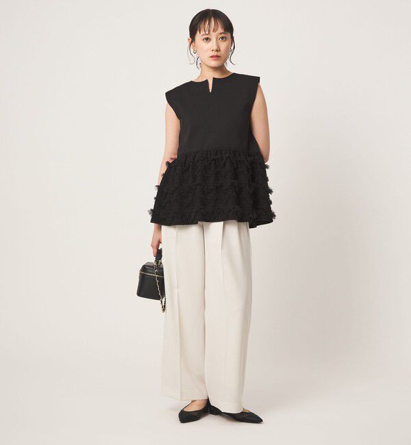 UNITED ARROWS green label relaxing「チュール コンビ フレンチスリーブ ニット」|ニット・セーター|