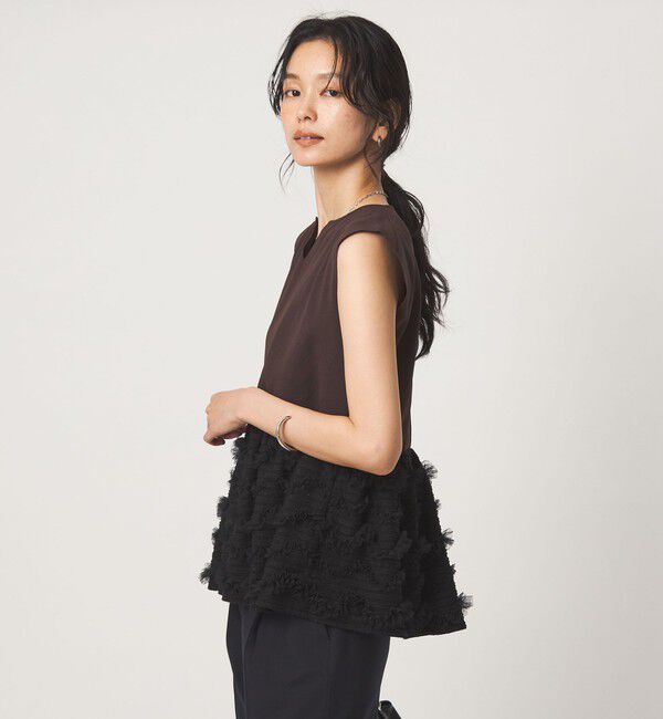 UNITED ARROWS green label relaxing「チュール コンビ フレンチスリーブ ニット」|ニット・セーター|