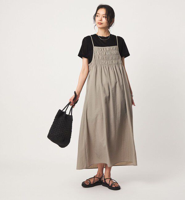 UNITED ARROWS green label relaxing「シャーリング キャミソール ワンピース」|ワンピース|BEIGE