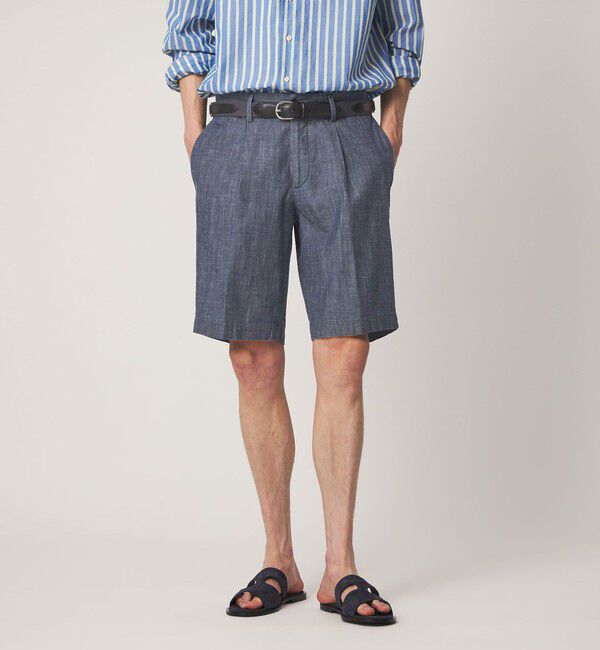 UNITED ARROWS「＜DEVORE＞シャンブレー ハーフギャザー ショーツ」|その他|NAVY