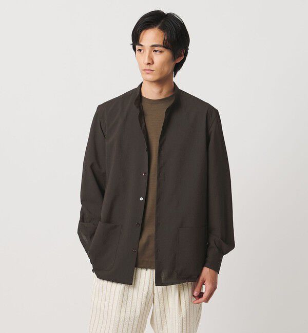 UNITED ARROWS「ハイツイスト バンドカラー チョアシャツ」|シャツ・ブラウス|DK.BROWN