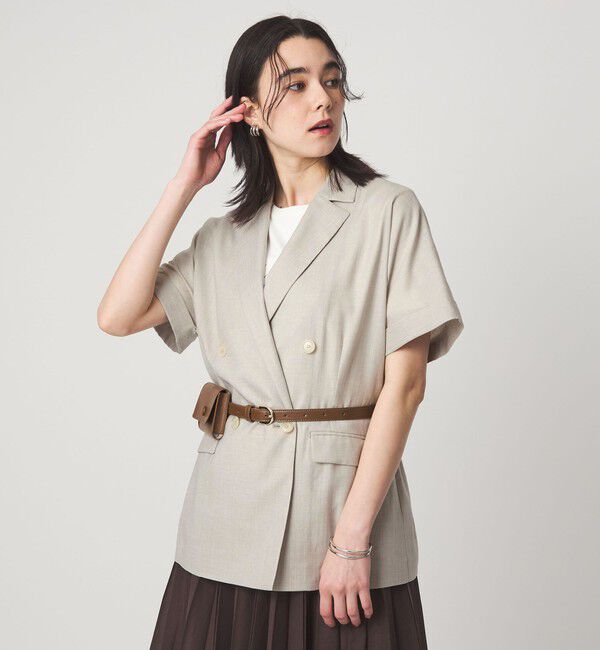 UNITED ARROWS green label relaxing「［size SHORTあり］ライト リネンライク ハーフスリーブ ジャケット UVカット 通気性」|テーラードジャケット|