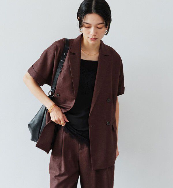 UNITED ARROWS green label relaxing「［size SHORTあり］ライト リネンライク ハーフスリーブ ジャケット UVカット 通気性」|テーラードジャケット|