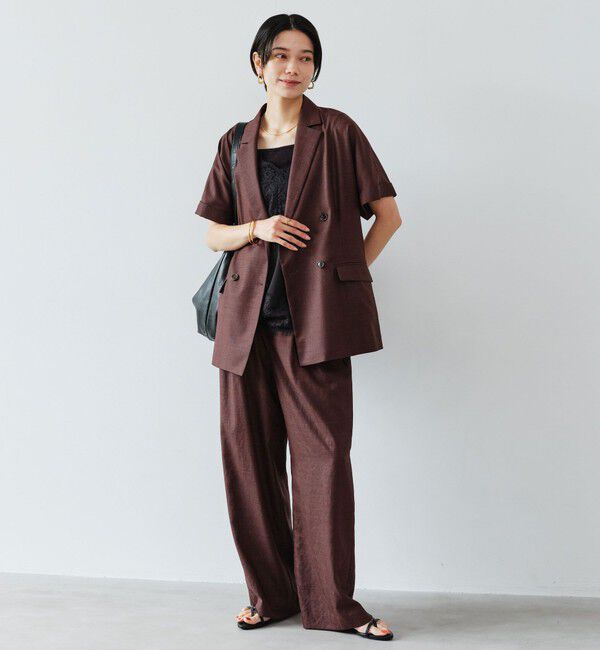 UNITED ARROWS green label relaxing「［size SHORTあり］ライト リネンライク ハーフスリーブ ジャケット UVカット 通気性」|テーラードジャケット|