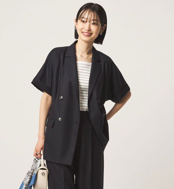 UNITED ARROWS green label relaxing「［size SHORTあり］ライト リネンライク ハーフスリーブ ジャケット UVカット 通気性」|テーラードジャケット|
