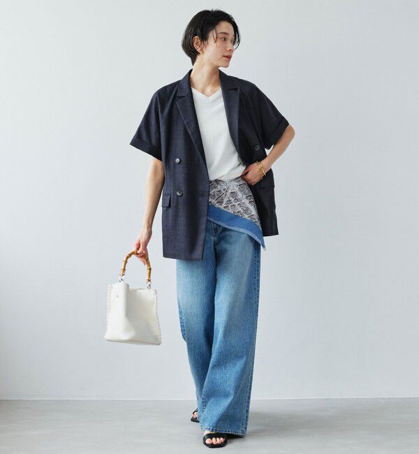 UNITED ARROWS green label relaxing「［size SHORTあり］ライト リネンライク ハーフスリーブ ジャケット UVカット 通気性」|テーラードジャケット|
