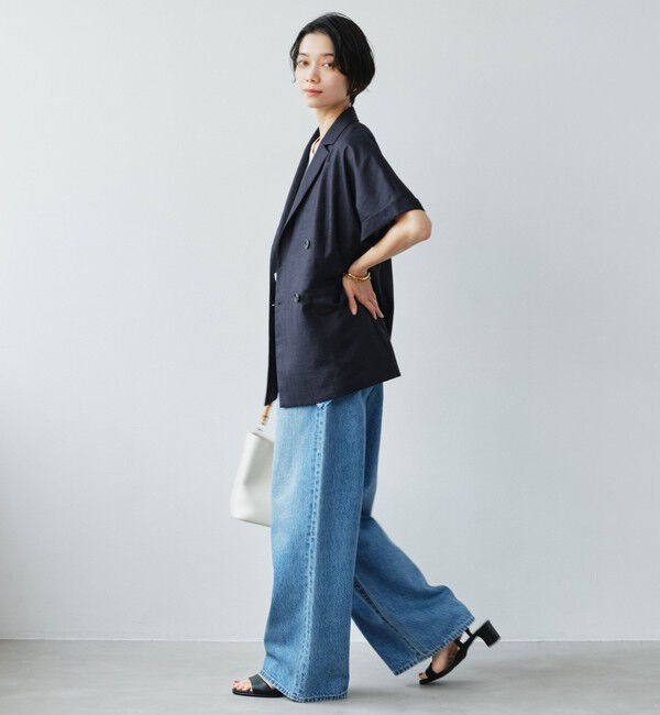 UNITED ARROWS green label relaxing「［size SHORTあり］ライト リネンライク ハーフスリーブ ジャケット UVカット 通気性」|テーラードジャケット|
