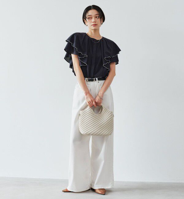 UNITED ARROWS green label relaxing「Breeze Cool  ラッフル ブラウス マシンウォッシャブル 吸水速乾 通気性 UVカット」|シャツ・ブラウス|
