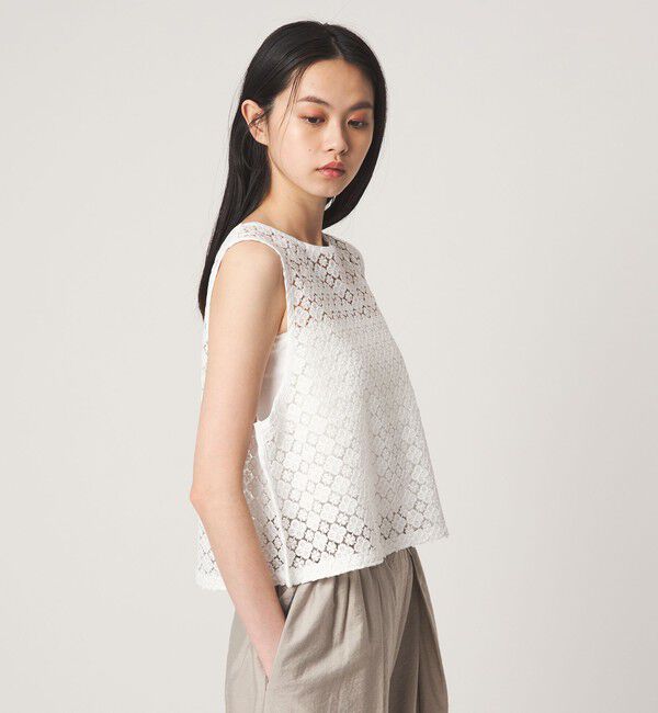 EMMEL REFINES「＜EMMEL REFINES＞EM クローバーレース ノースリーブ プルオーバー」|シャツ・ブラウス|