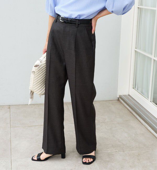 UNITED ARROWS green label relaxing「［size SHORT/TALLあり］リネンライク セミフレア パンツ 」|その他|