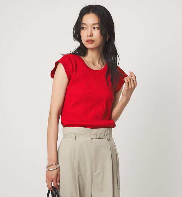 UNITED ARROWS green label relaxing「ランダム ブライトリブ Uネック カットソー」|Tシャツ・カットソー|RED