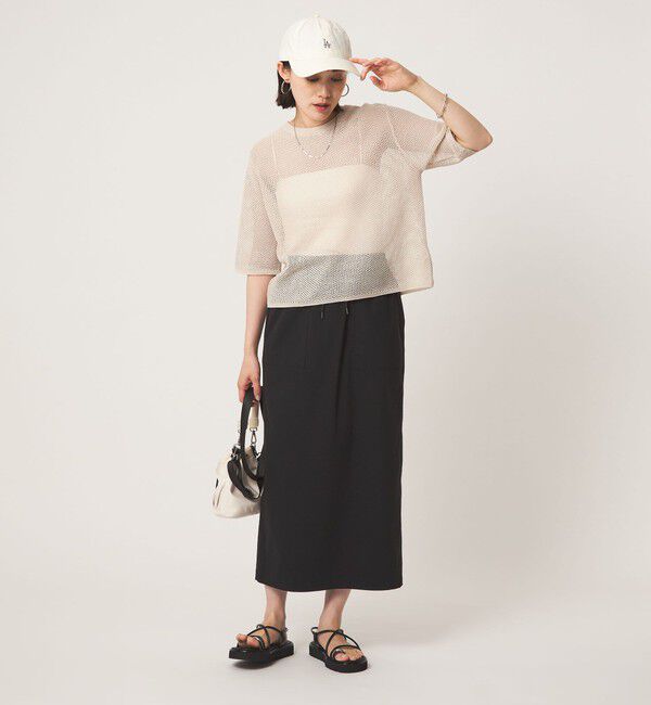 UNITED ARROWS green label relaxing「メッシュ クルーネック リボン ショートスリーブ ニット」|ニット・セーター|