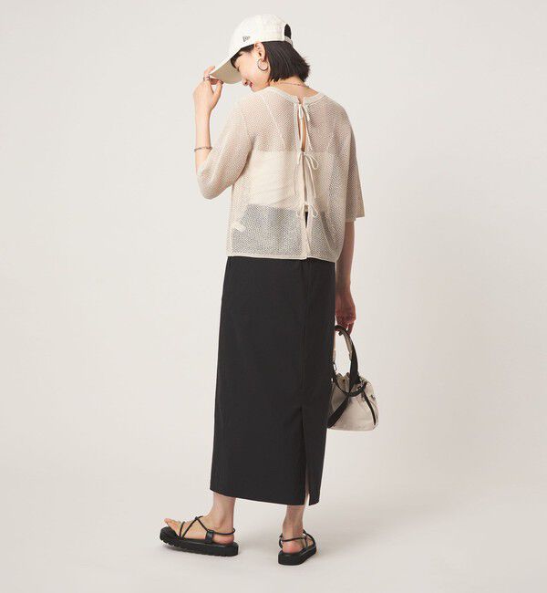 UNITED ARROWS green label relaxing「メッシュ クルーネック リボン ショートスリーブ ニット」|ニット・セーター|