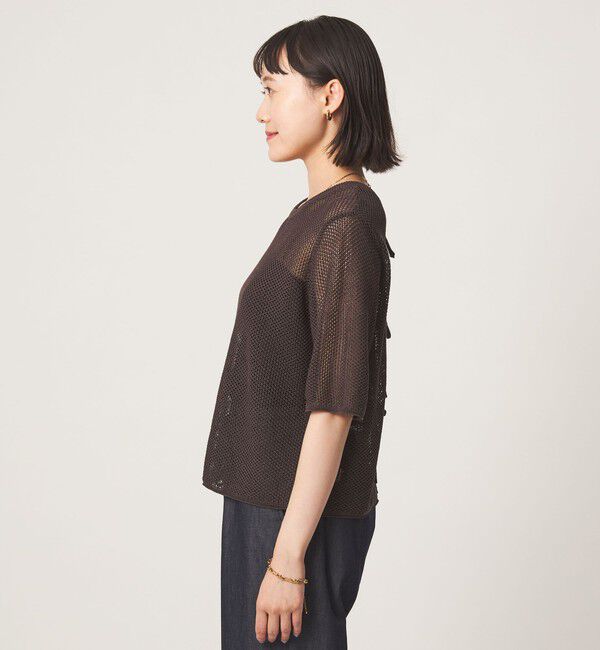UNITED ARROWS green label relaxing「メッシュ クルーネック リボン ショートスリーブ ニット」|ニット・セーター|