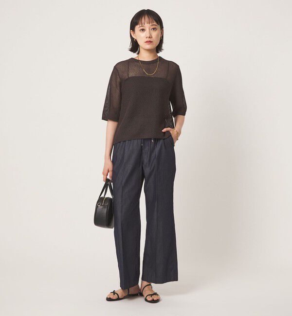 UNITED ARROWS green label relaxing「メッシュ クルーネック リボン ショートスリーブ ニット」|ニット・セーター|