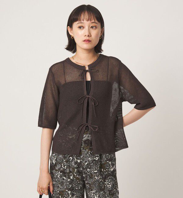 UNITED ARROWS green label relaxing「メッシュ クルーネック リボン ショートスリーブ ニット」|ニット・セーター|