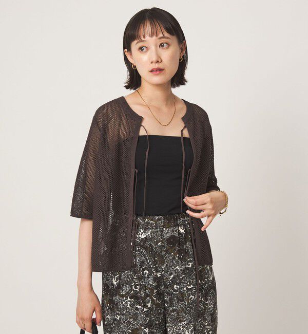 UNITED ARROWS green label relaxing「メッシュ クルーネック リボン ショートスリーブ ニット」|ニット・セーター|