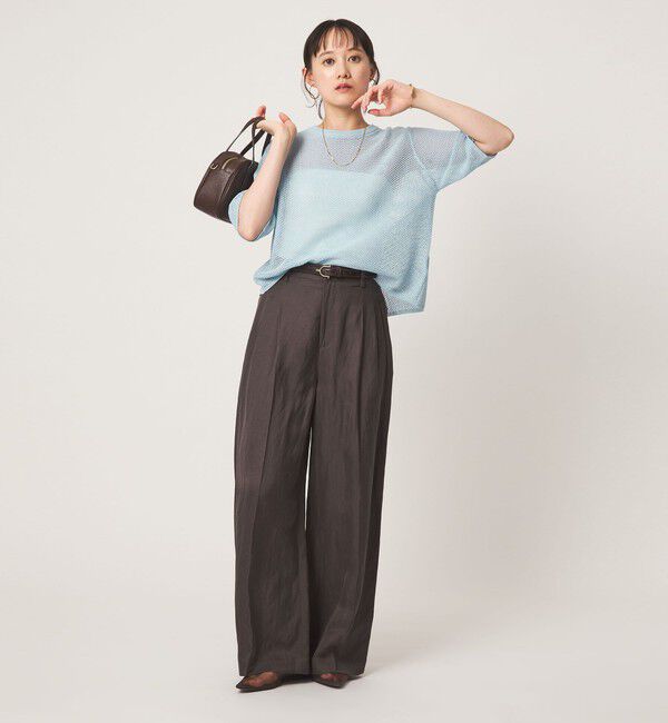 UNITED ARROWS green label relaxing「メッシュ クルーネック リボン ショートスリーブ ニット」|ニット・セーター|