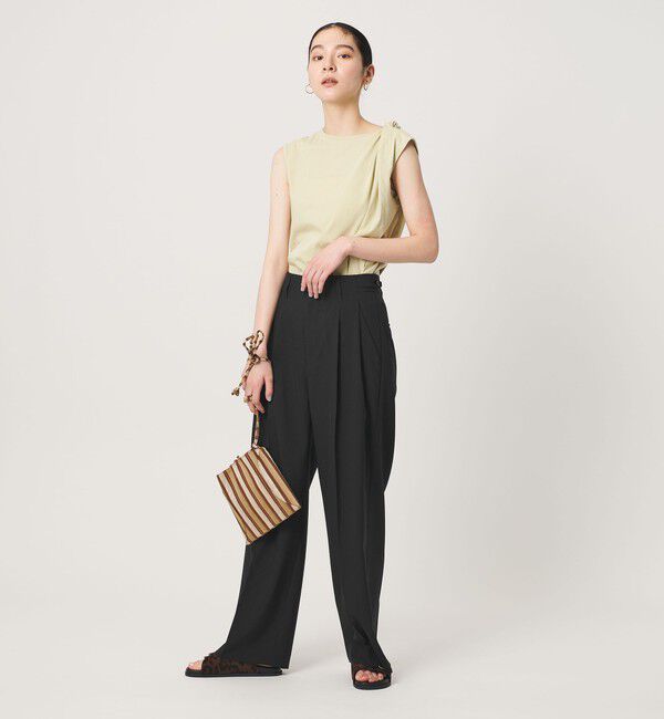 BEAUTY&YOUTH UNITED ARROWS「ポリエステルポプリン 2タック タブ ワイドパンツ 吸水速乾 接触冷感 ウォッシャブル」|チノ|