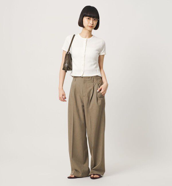 BEAUTY&YOUTH UNITED ARROWS「ポリエステルポプリン 2タック タブ ワイドパンツ 吸水速乾 接触冷感 ウォッシャブル」|チノ|