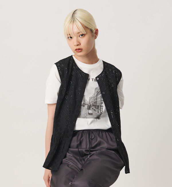 BEAUTY&YOUTH UNITED ARROWS「エンブロイダリー ペプラム ノースリーブ チュニック ウォッシャブル」|シャツ・ブラウス|