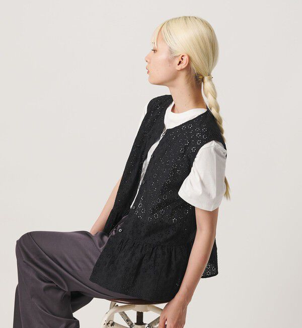 BEAUTY&YOUTH UNITED ARROWS「エンブロイダリー ペプラム ノースリーブ チュニック ウォッシャブル」|シャツ・ブラウス|