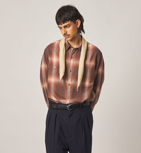 STEVEN ALAN「＜Steven Alan＞ ウール オンブレ チェック レギュラーカラー シャツ LOOSE」|シャツ・ブラウス|
