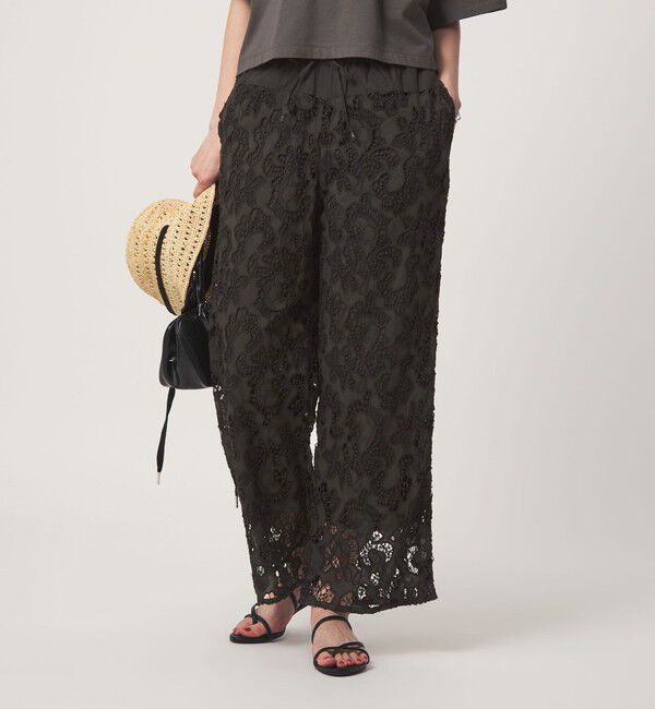 UNITED ARROWS green label relaxing「カットワークレース パンツ」|その他|BLACK