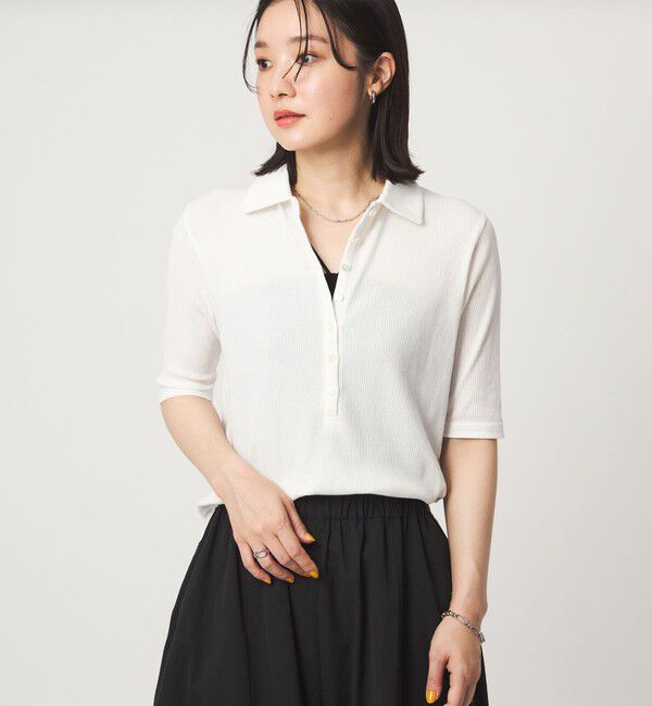UNITED ARROWS green label relaxing「【WEB限定】＜at ease＞シアーテレコ エリツキ カットソー」|Tシャツ・カットソー|