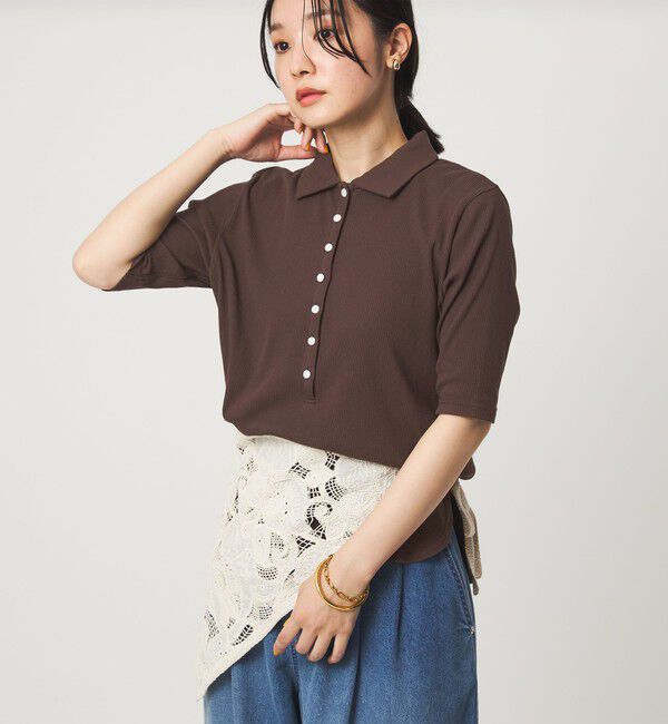 UNITED ARROWS green label relaxing「【WEB限定】＜at ease＞シアーテレコ エリツキ カットソー」|Tシャツ・カットソー|