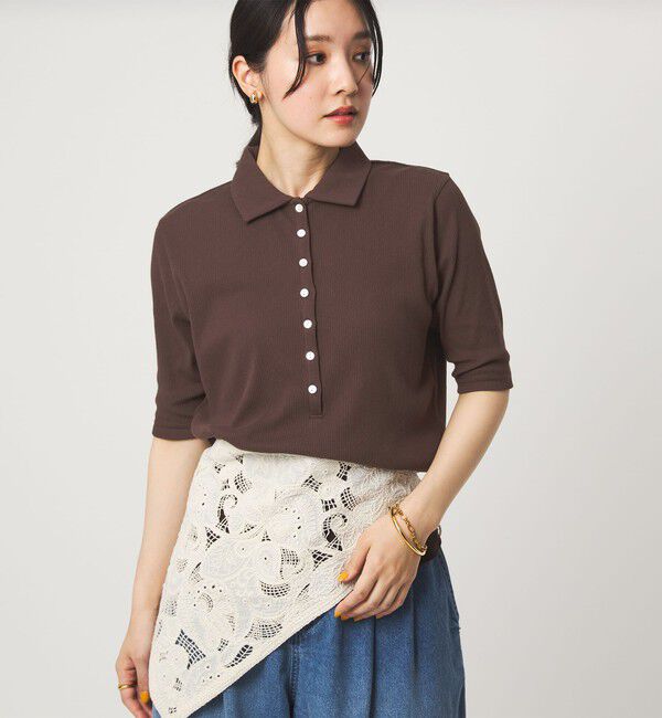 UNITED ARROWS green label relaxing「【WEB限定】＜at ease＞シアーテレコ エリツキ カットソー」|Tシャツ・カットソー|