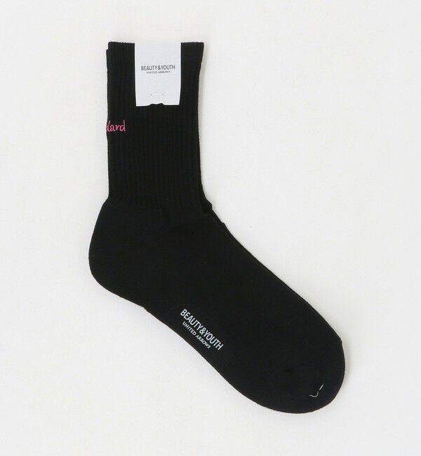 BEAUTY&YOUTH UNITED ARROWS「フリーダム スタンダード エンブロイダリー ロゴ クウォーター ソックス」|ソックス|BLACK