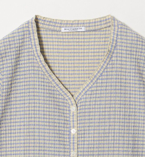 BEAUTY&YOUTH UNITED ARROWS「ソリッド＆チェック Vネック ショートスリーブ カーディガン」|カーディガン|