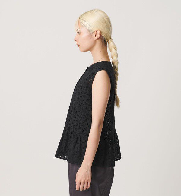 BEAUTY&YOUTH UNITED ARROWS「エンブロイダリー ペプラム ノースリーブ チュニック ウォッシャブル」|シャツ・ブラウス|