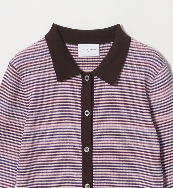 UNITED ARROWS「カラー ボーダー 5分袖 ポロニット ‐ウォッシャブル‐」|ニット・セーター|